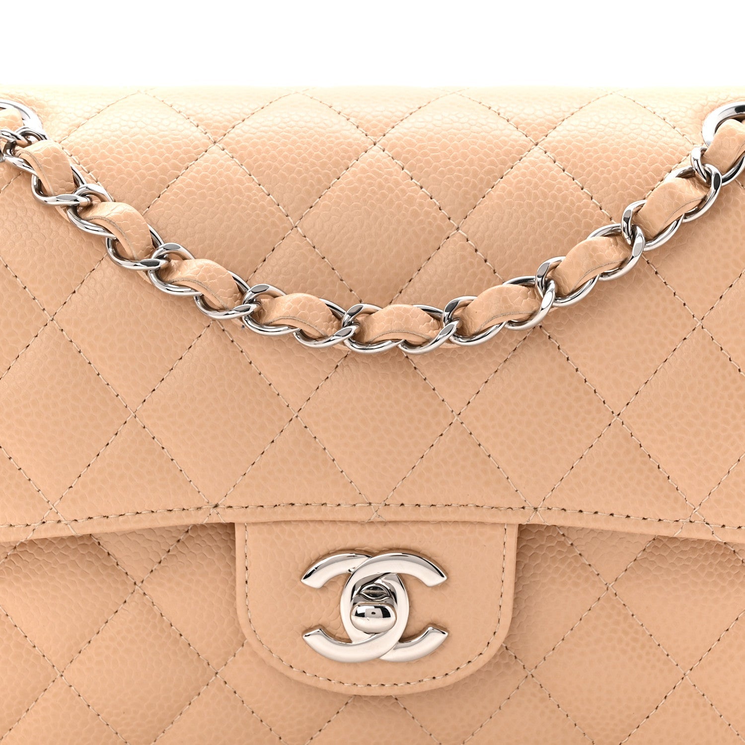Chanel Caviar Quilted Small Double Flap Beige