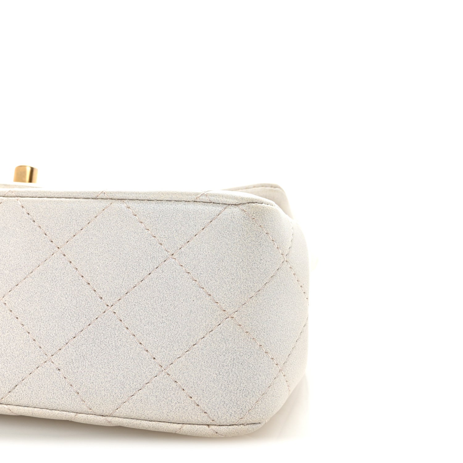 Chanel Iridescent Lambskin Quilted Mini Top Handle Rectangular Flap White
