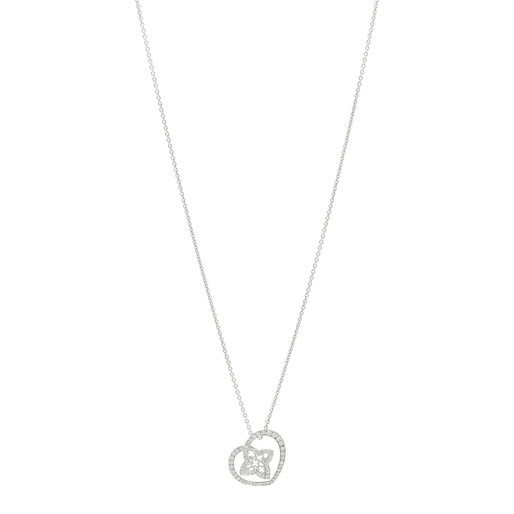 Louis Vuitton 18K White Gold Diamond Small Coeur Heart Pendant Necklace