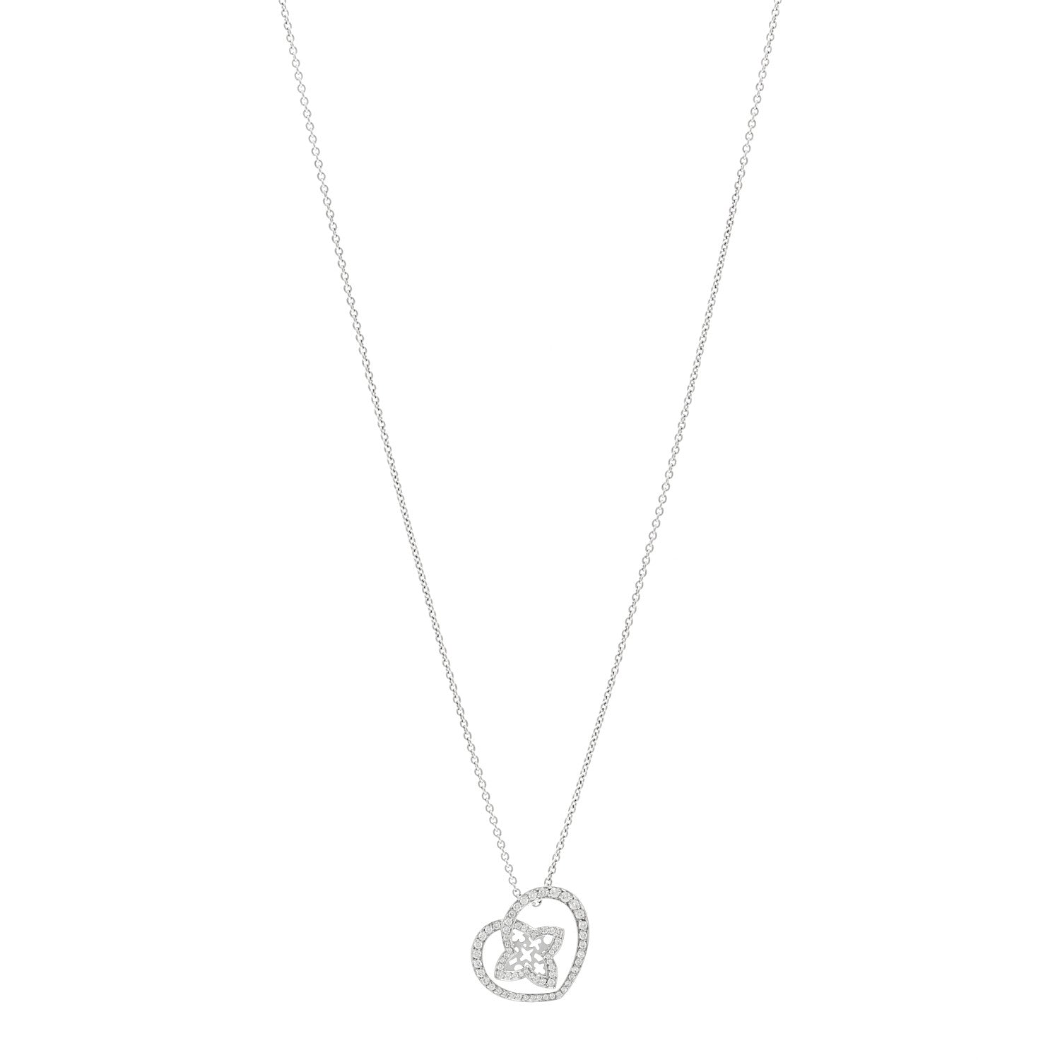 Louis Vuitton 18K White Gold Diamond Small Coeur Heart Pendant Necklace