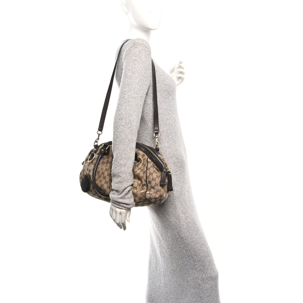 Gucci Monogram Medium Sukey Boston Bag Dark Brown