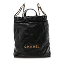Chanel Shiny Calfskin Quilted Chanel 22 Backpack Black