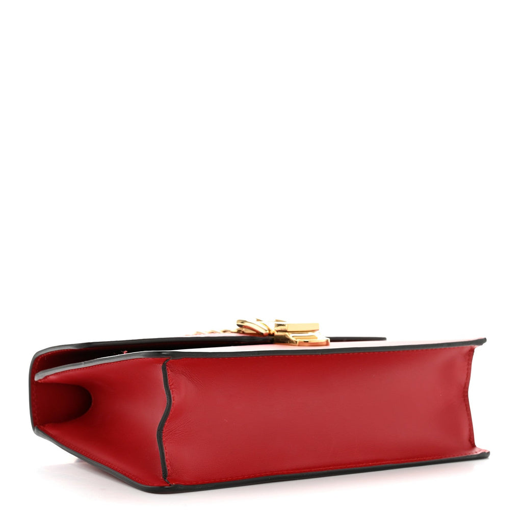 Gucci Calfskin Small Sylvie Shoulder Bag Hibiscus Red