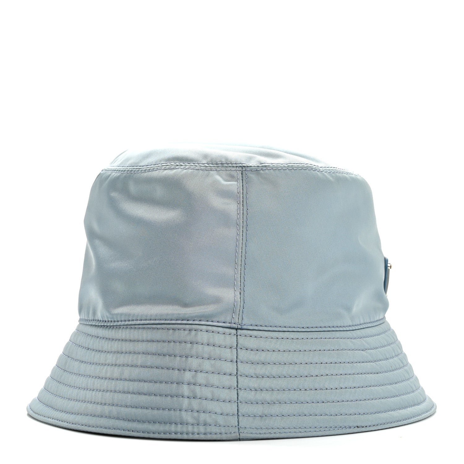 Prada Re-Nylon Metal Triangle Logo Womens Bucket Hat M Celeste