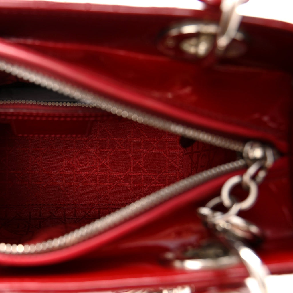 Christian Dior Patent Cannage Medium Lady Dior Red