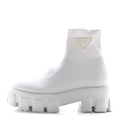 Prada Knit Rubber Triangle Logo Monolith 55mm Ankle Boots 38 Bianco