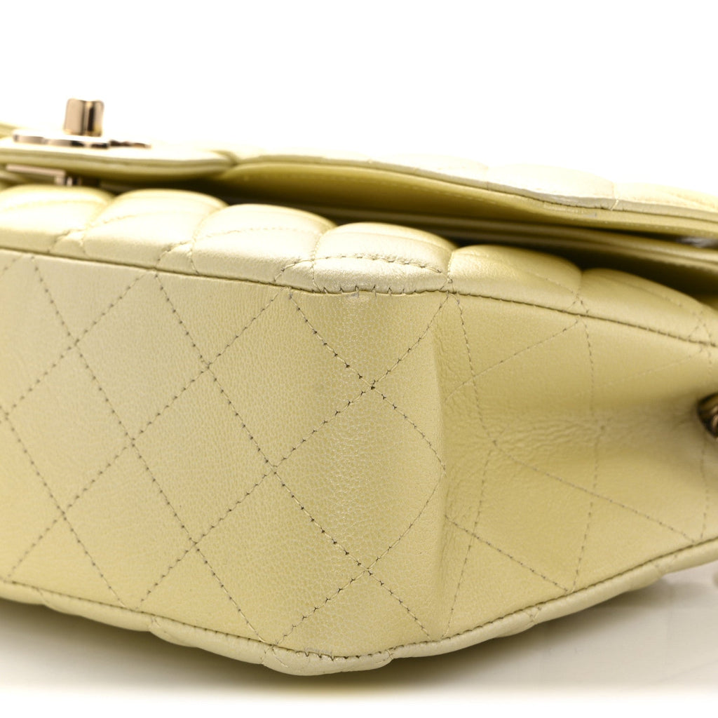 Chanel Cloudy Pearly Goatskin Quilted Medium Double Flap Light Yellow