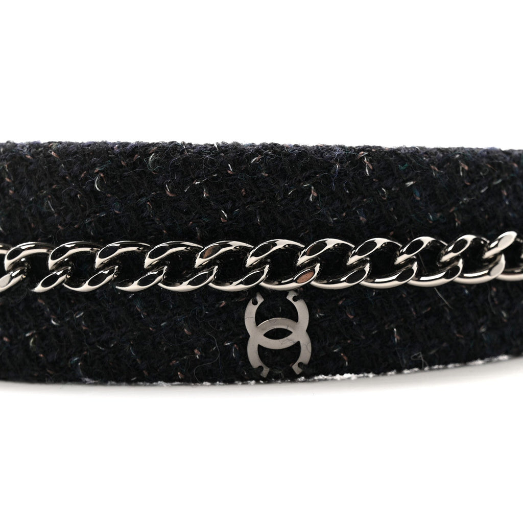 Chanel Tweed Chain Headband Black