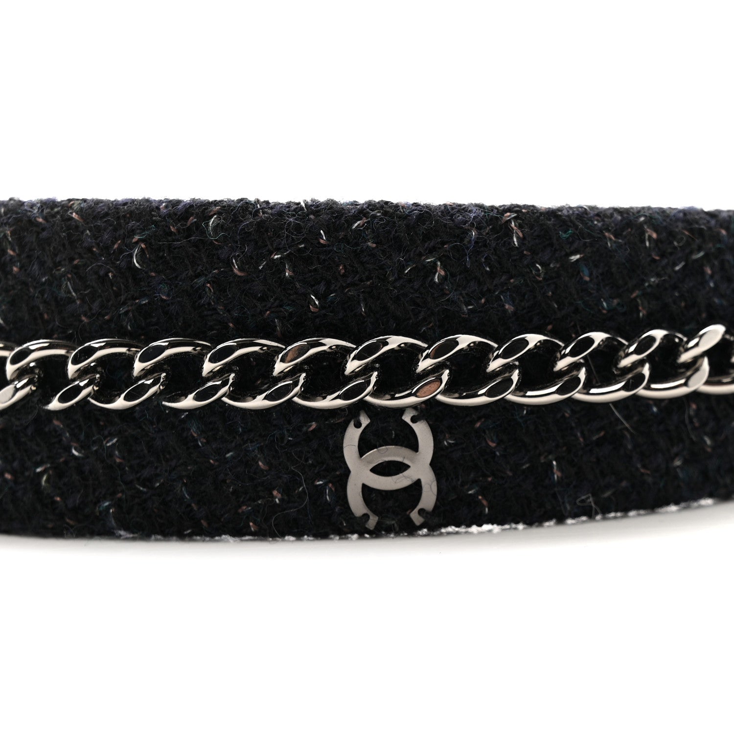 Chanel Tweed Chain Headband Black