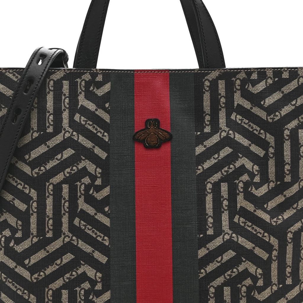 Gucci GG Supreme Monogram Caleido Web Vertical Tote Black
