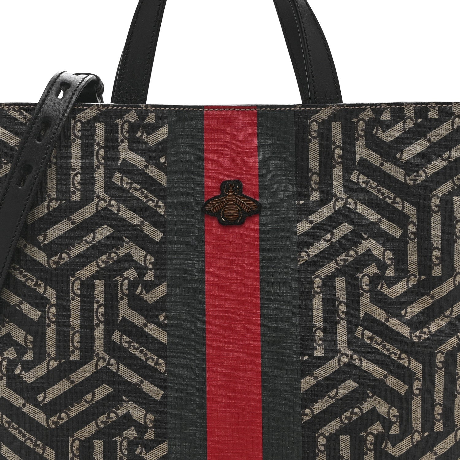 Gucci GG Supreme Monogram Caleido Web Vertical Tote Black