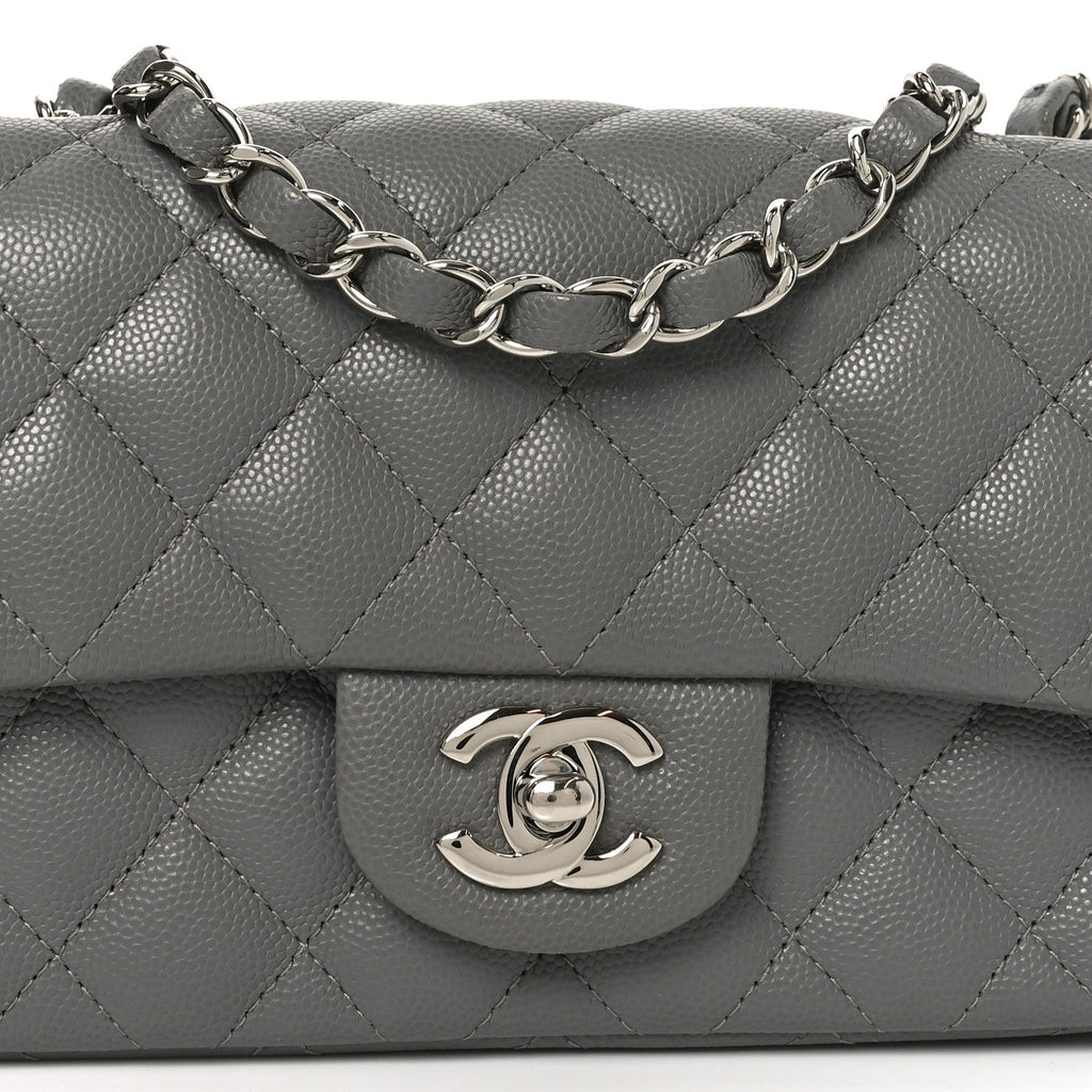 Chanel Caviar Quilted Mini Rectangular Flap Grey