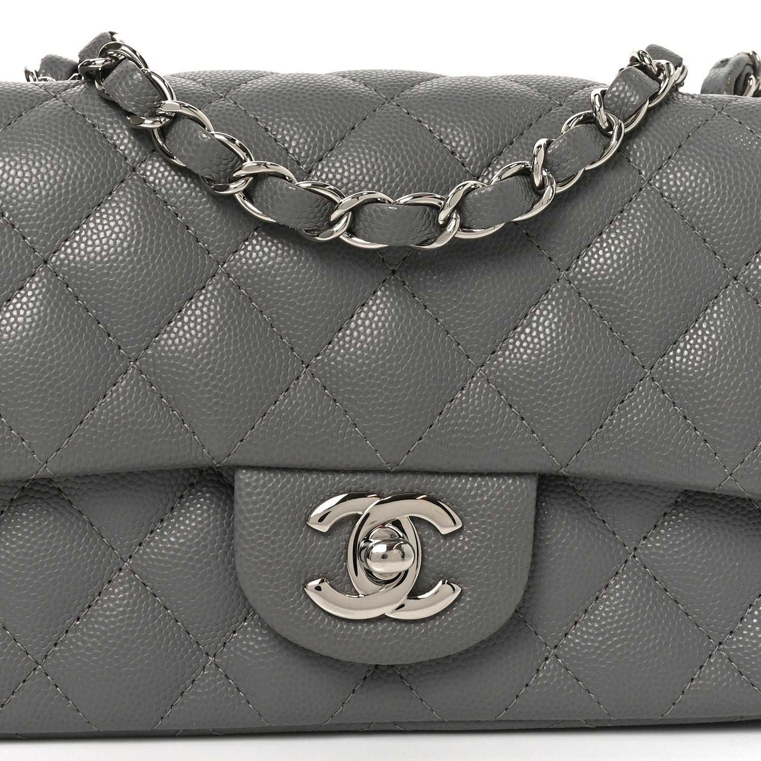 Chanel Caviar Quilted Mini Rectangular Flap Grey