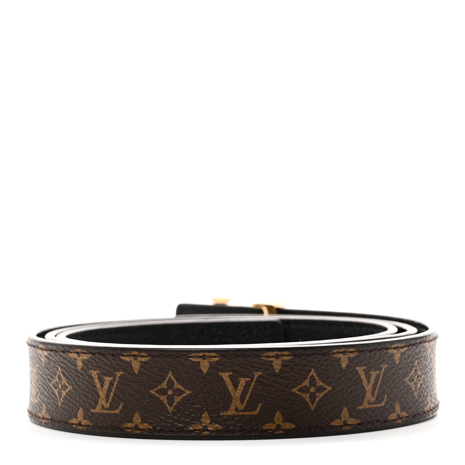 Louis Vuitton Calfskin Monogram 25mm LV Iconic Reversible Belt Black 95 38 Black