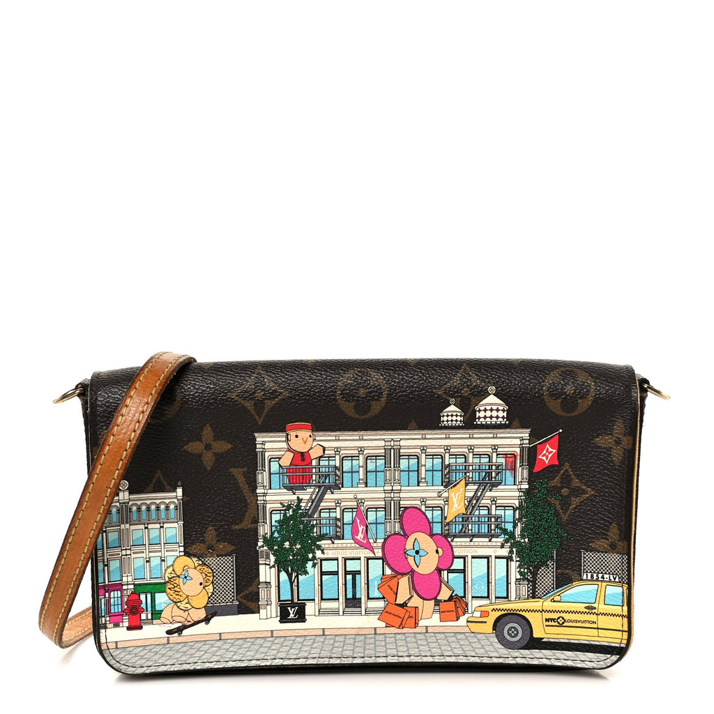 Louis Vuitton Monogram 2022 Christmas Animation New York Soho Pochette Felicie Chain Wallet Yellow