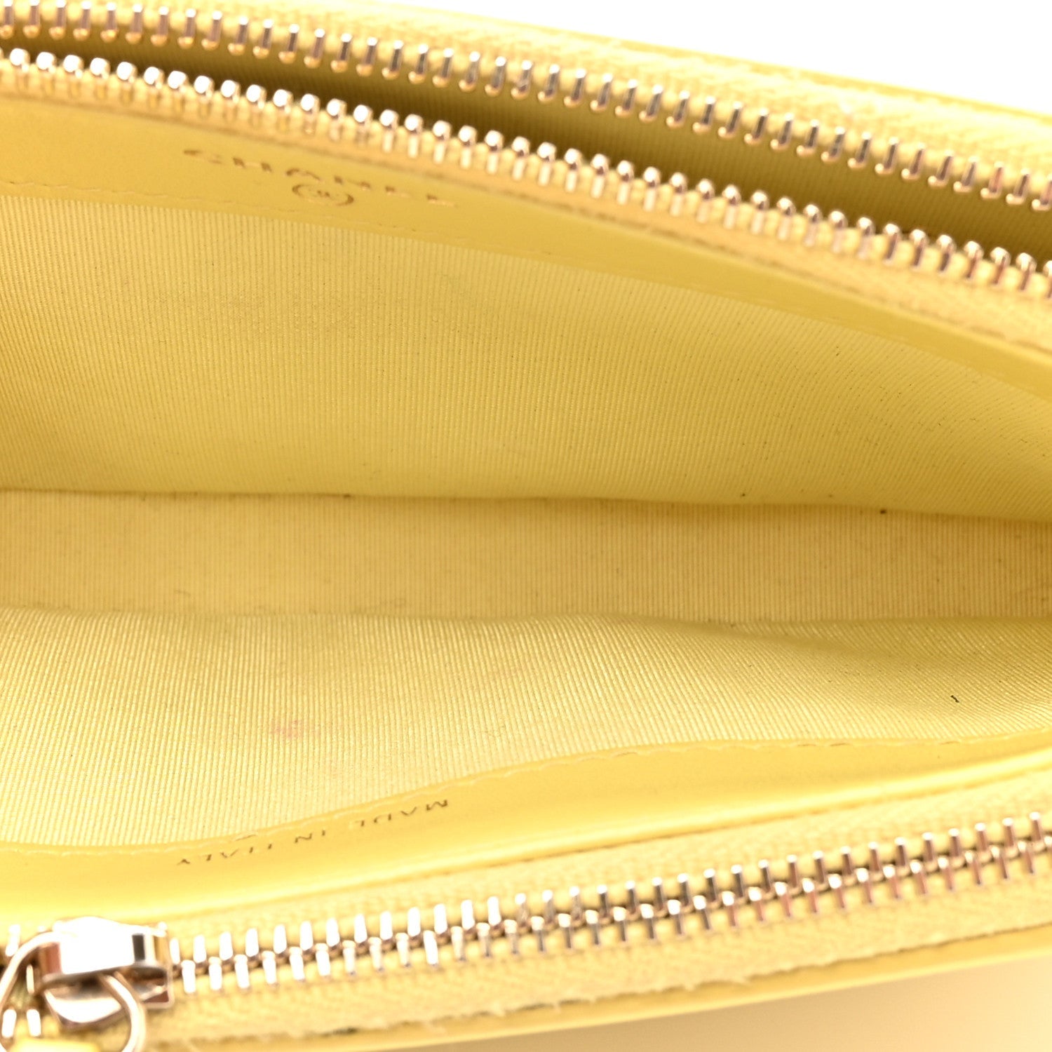 Chanel Caviar Quilted CC Filigree Clutch With Chain Yellow