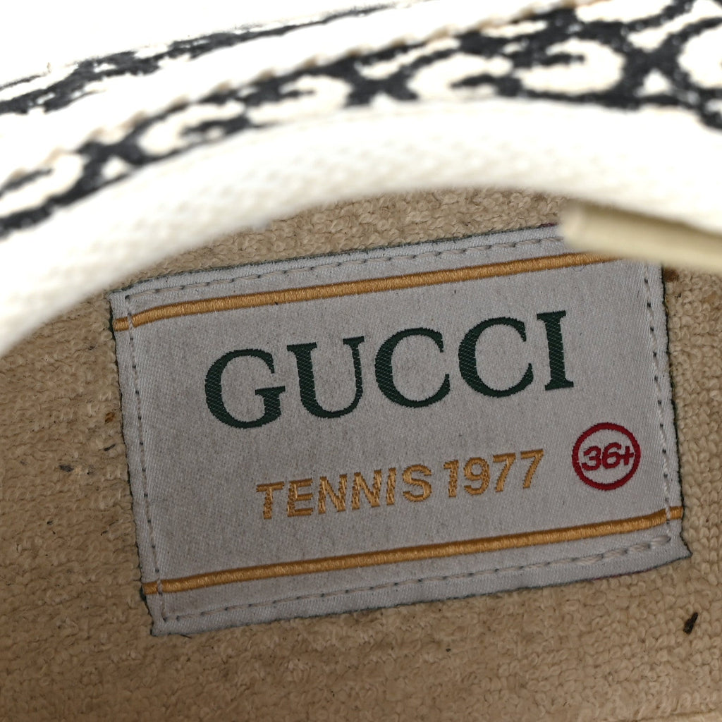 Gucci GG Monogram Jacquard Womens 1977 Tennis Platform 52mm Sneakers 36.5 Black Mystic White