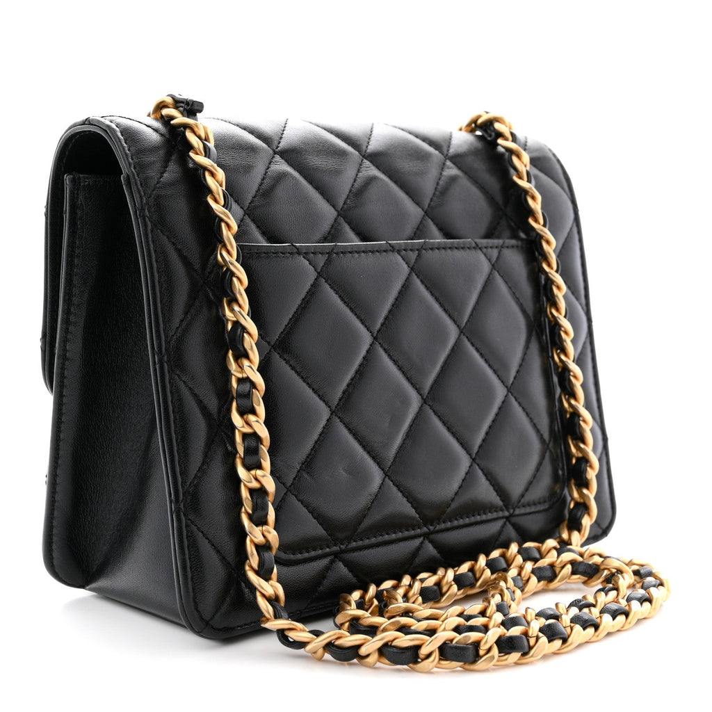 Chanel Lambskin Quilted CC Logo Mini Flap Black