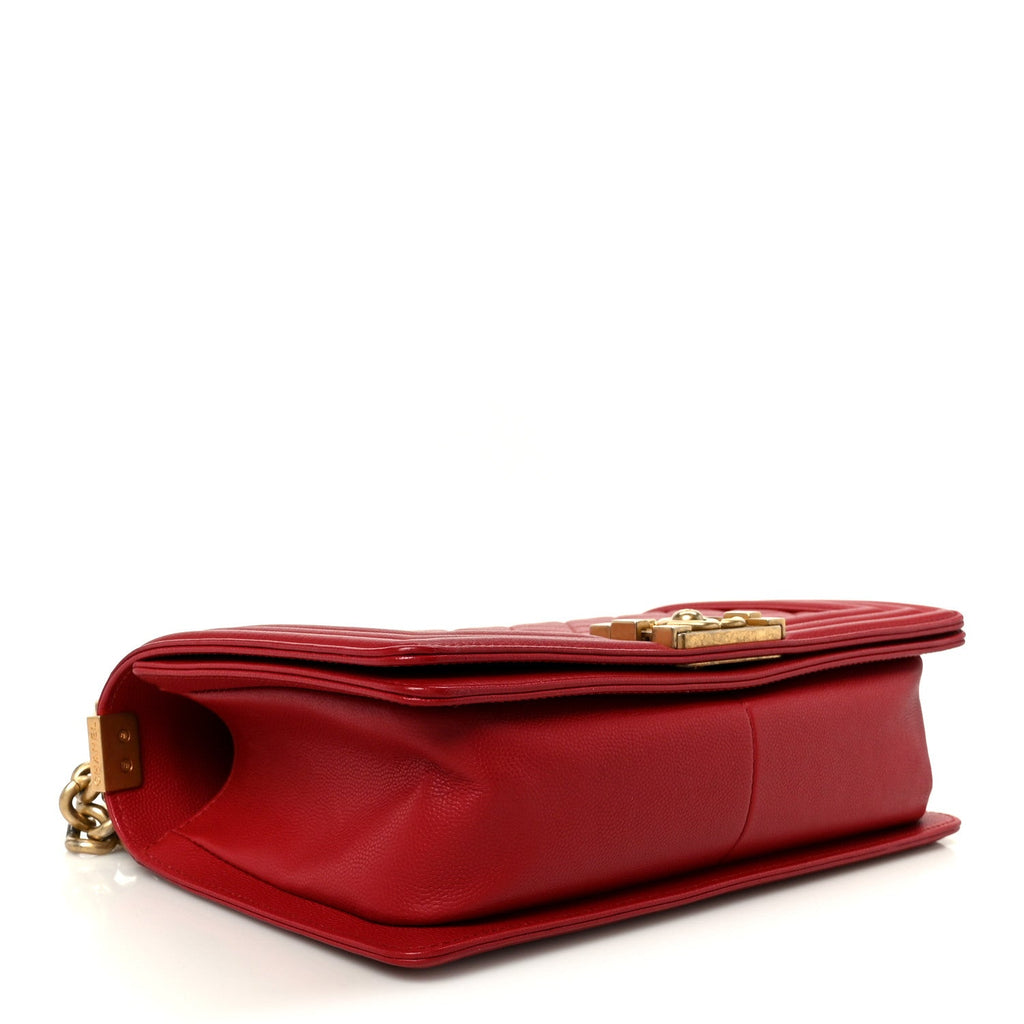 Chanel Caviar Quilted Medium Boy Flap Red