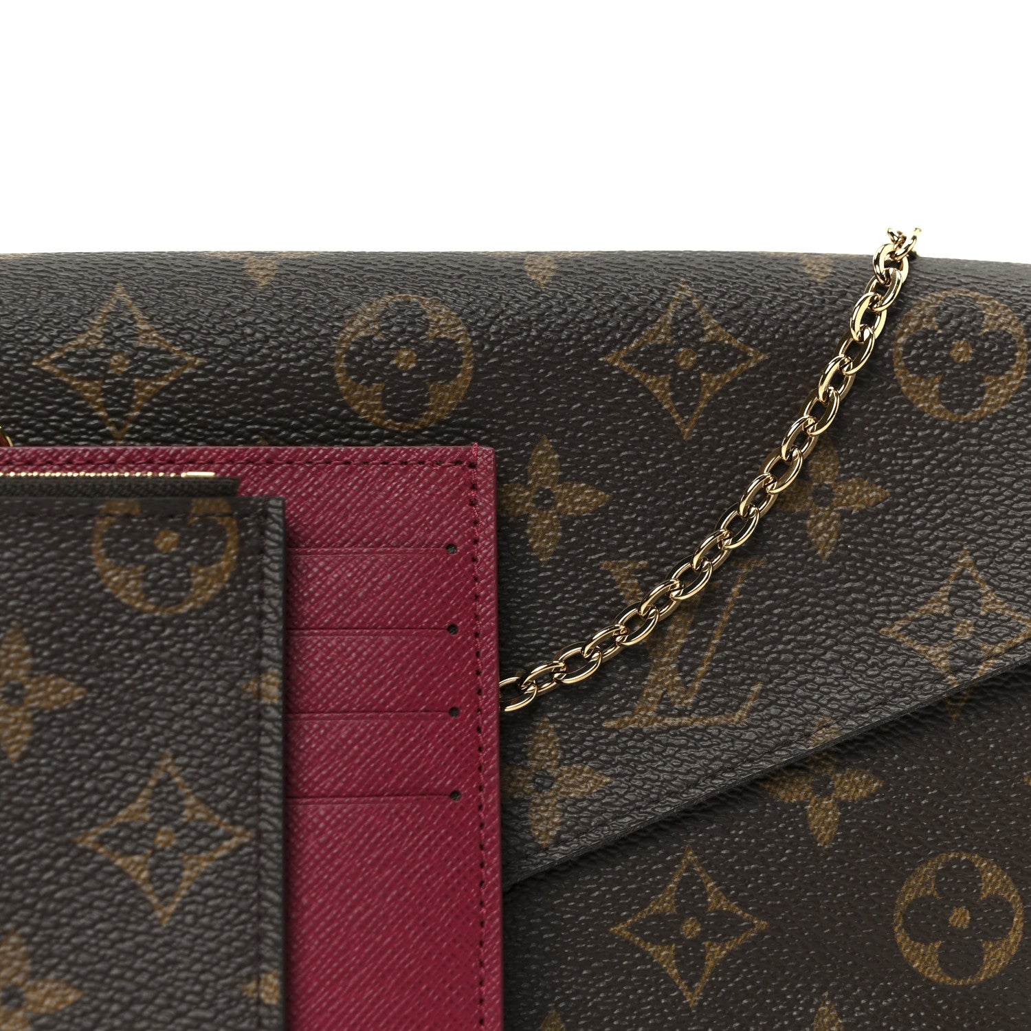 Louis Vuitton Monogram Pochette Felicie Chain Wallet Fuchsia