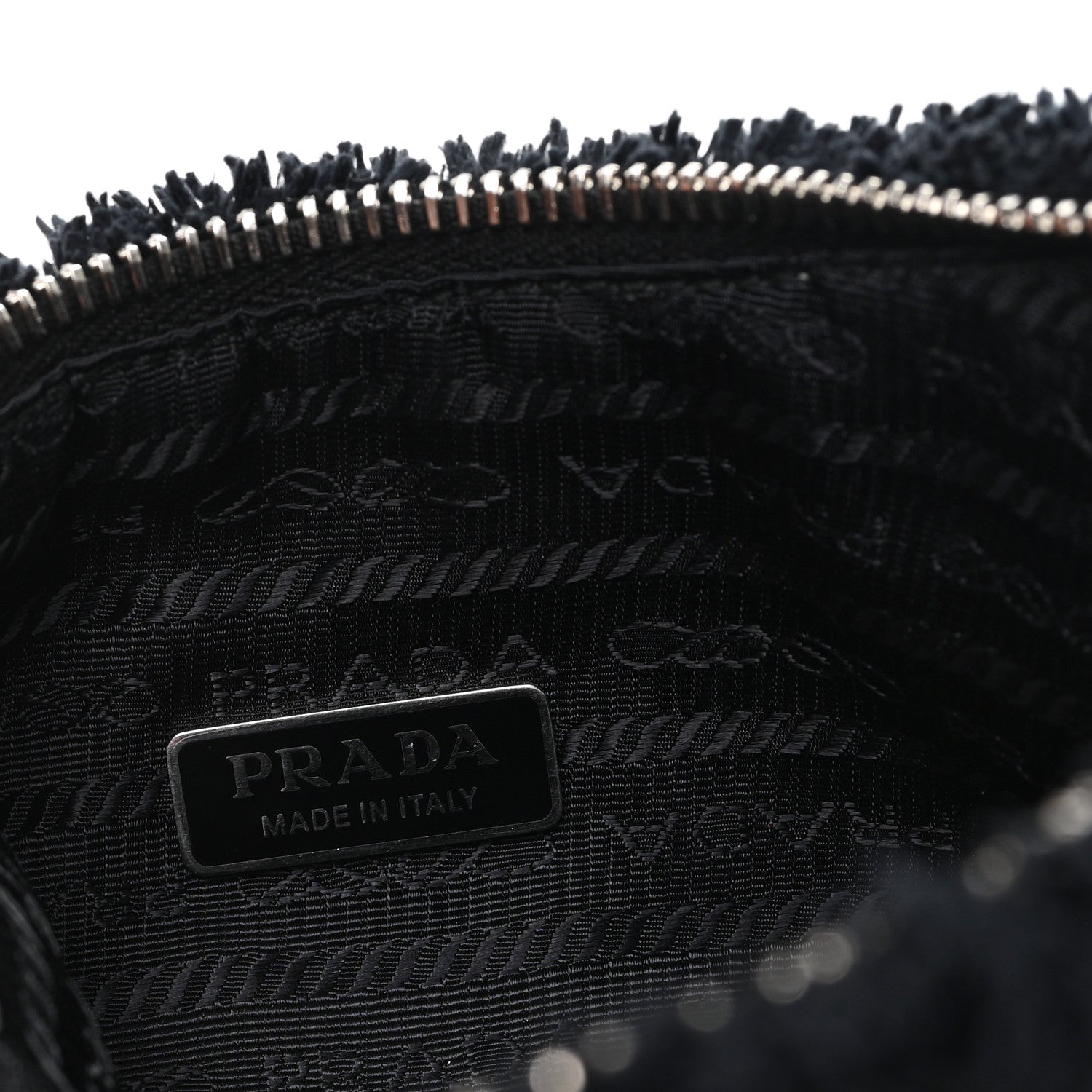 Prada Terry Cloth Mini Re-Edition 2000 Bag Black White