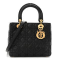 Christian Dior Lambskin Cannage Medium Lady Dior Black