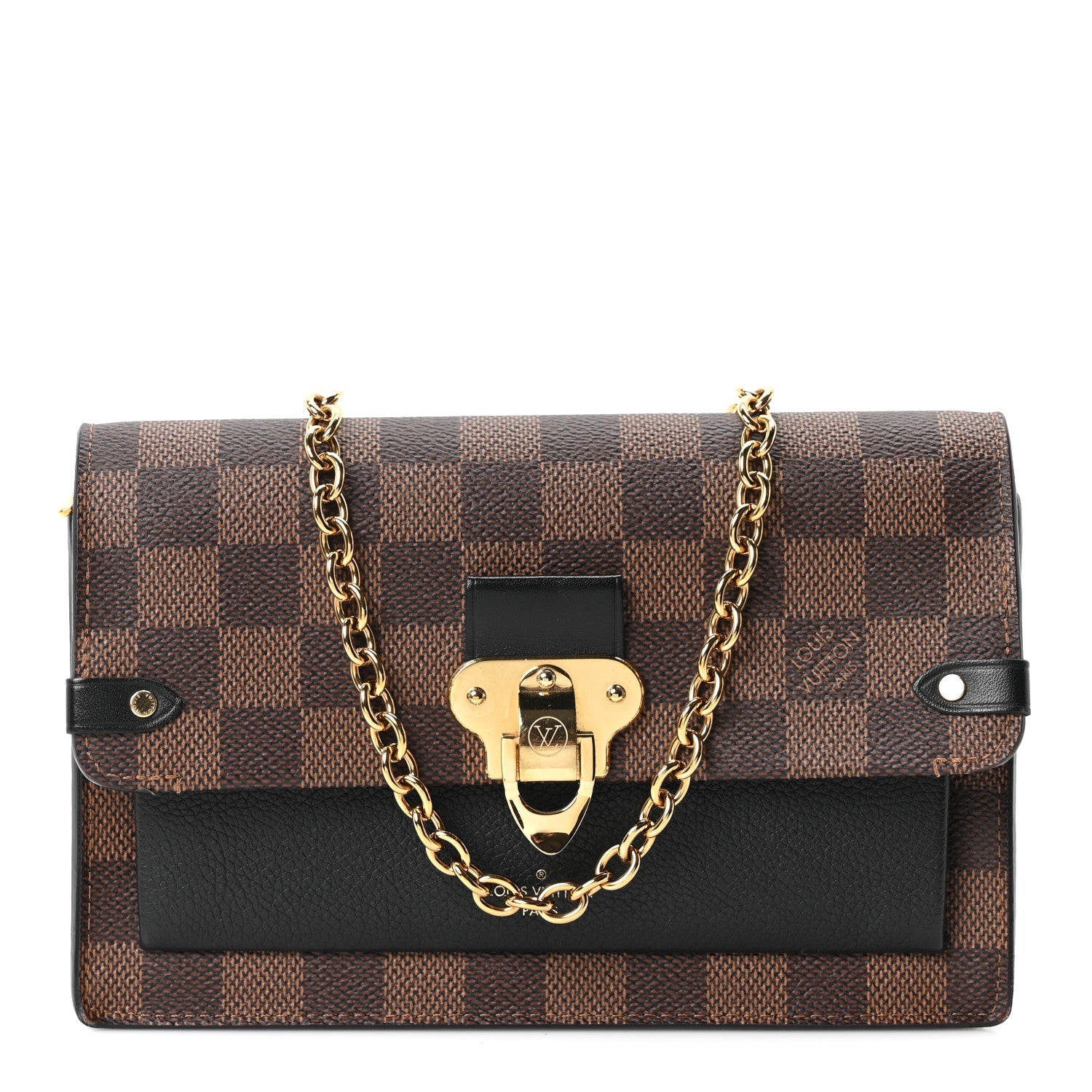 Louis Vuitton Damier Ebene Vavin Chain Wallet Black