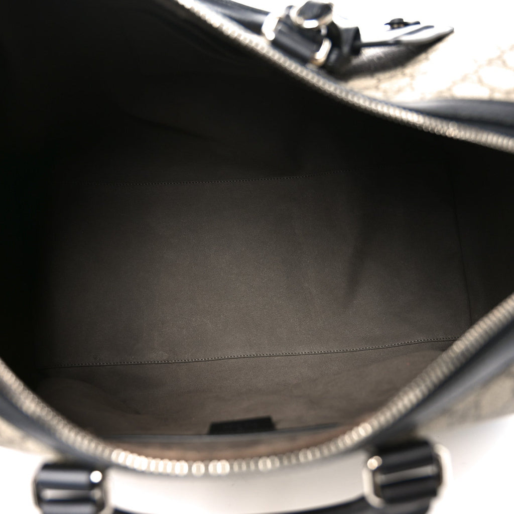 Gucci GG Supreme Monogram Selleria Calfskin Medium Duffle Beige Ebony Black