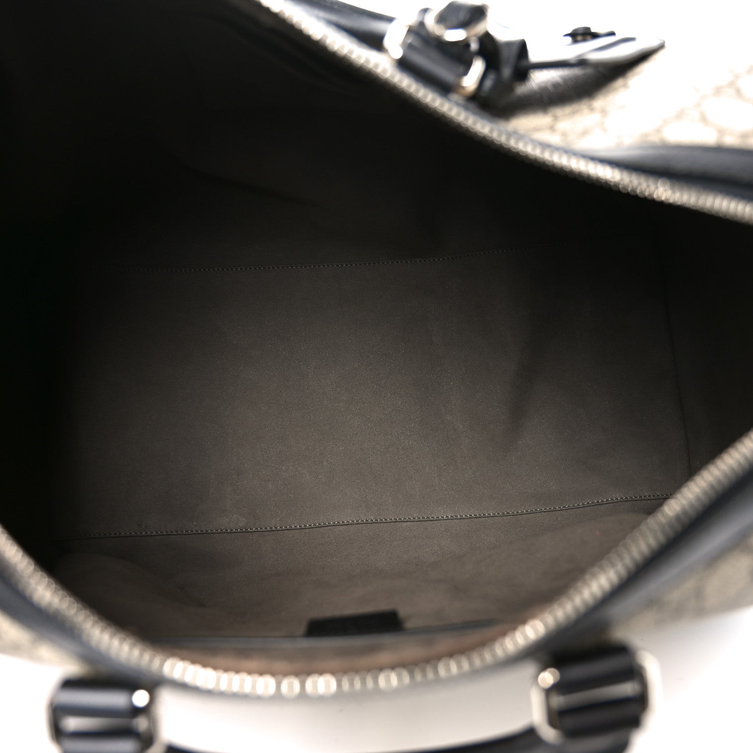 Gucci GG Supreme Monogram Selleria Calfskin Medium Duffle Beige Ebony Black