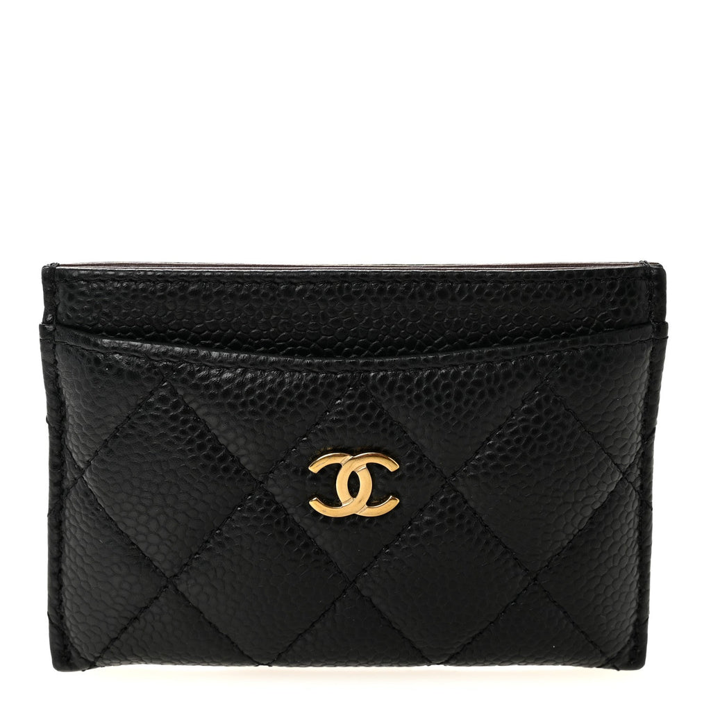 Caviar Quilted Card Holder Black
