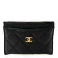 Caviar Quilted Card Holder Black