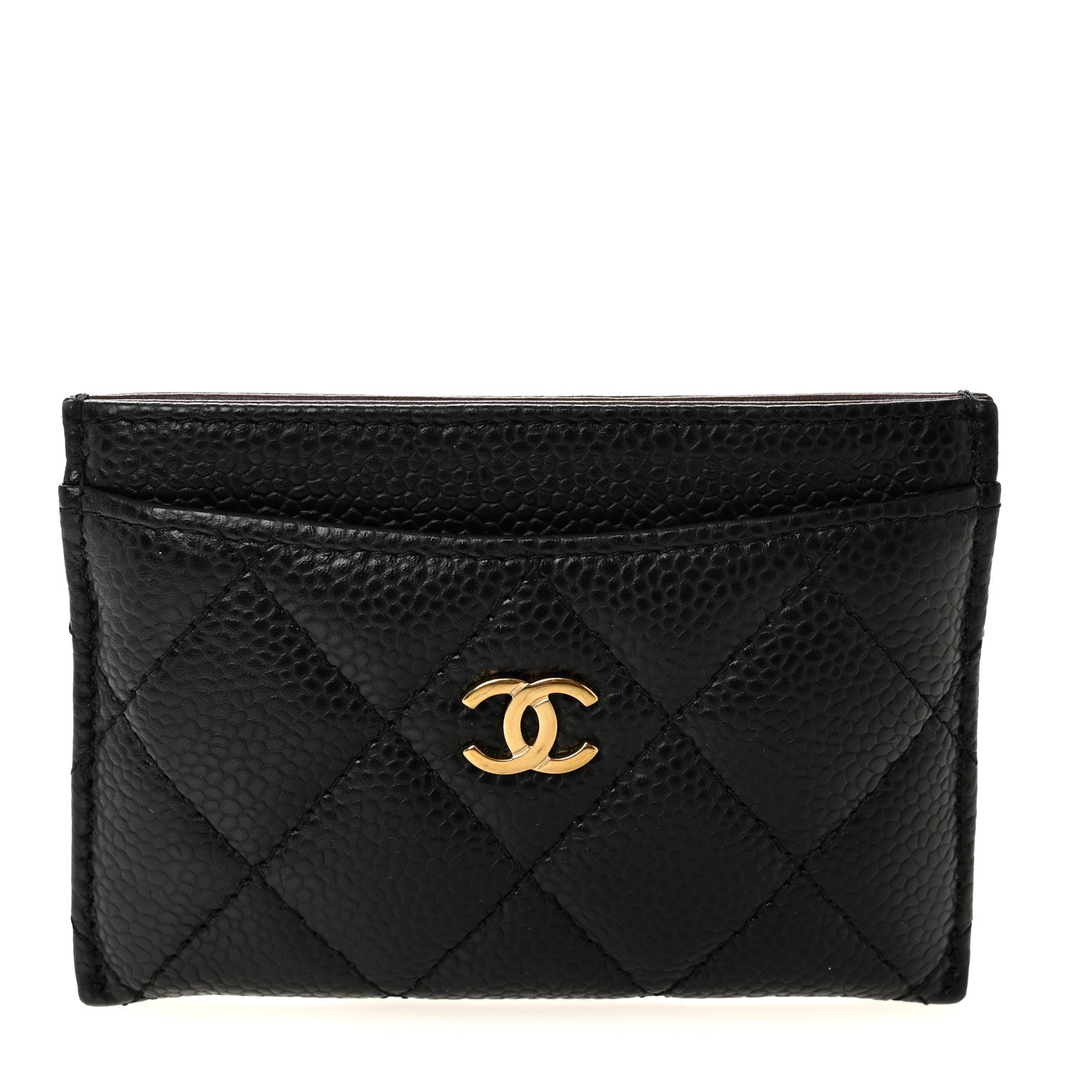 Caviar Quilted Card Holder Black