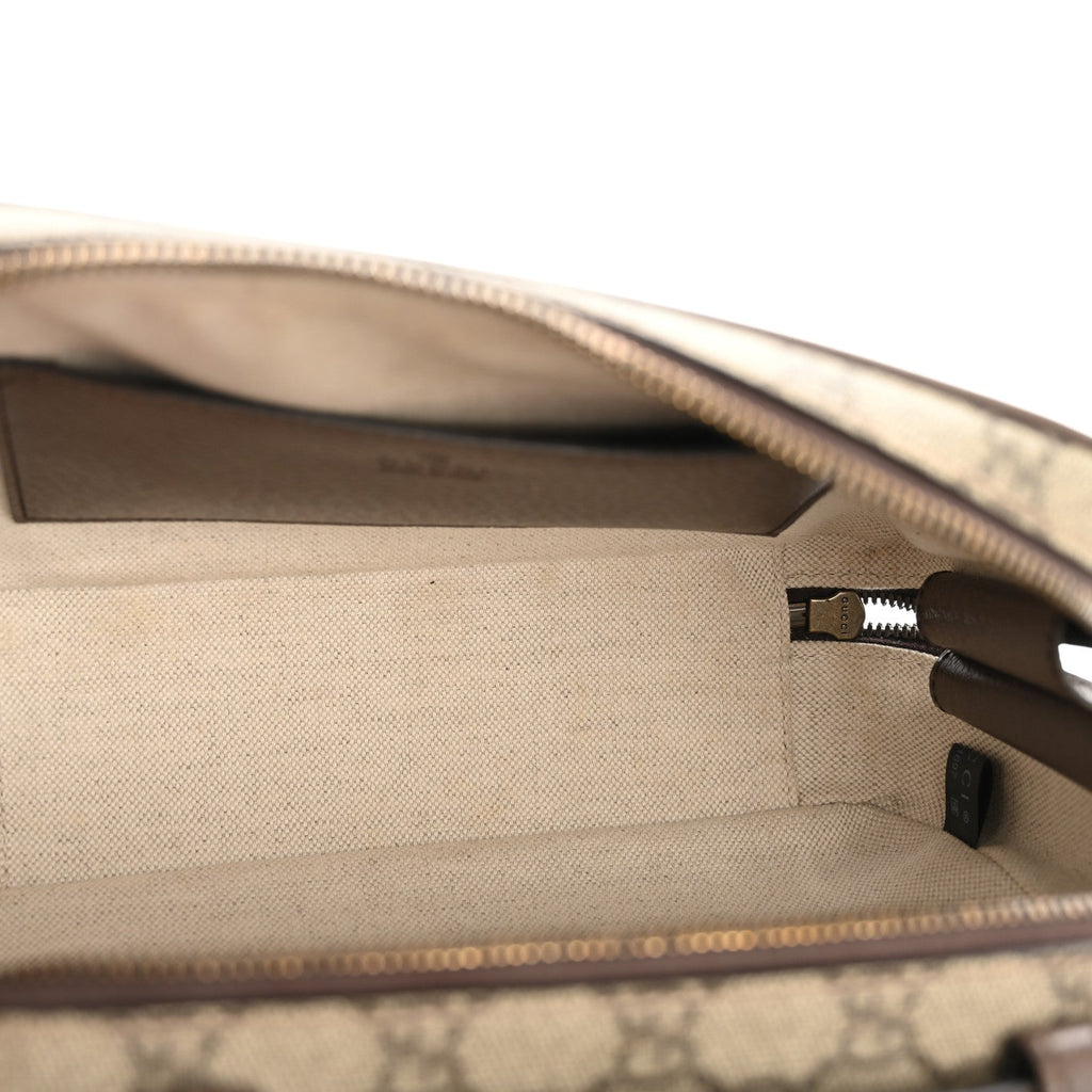 Gucci GG Supreme Monogram Web Small Ophidia Top Handle Shoulder Bag Brown