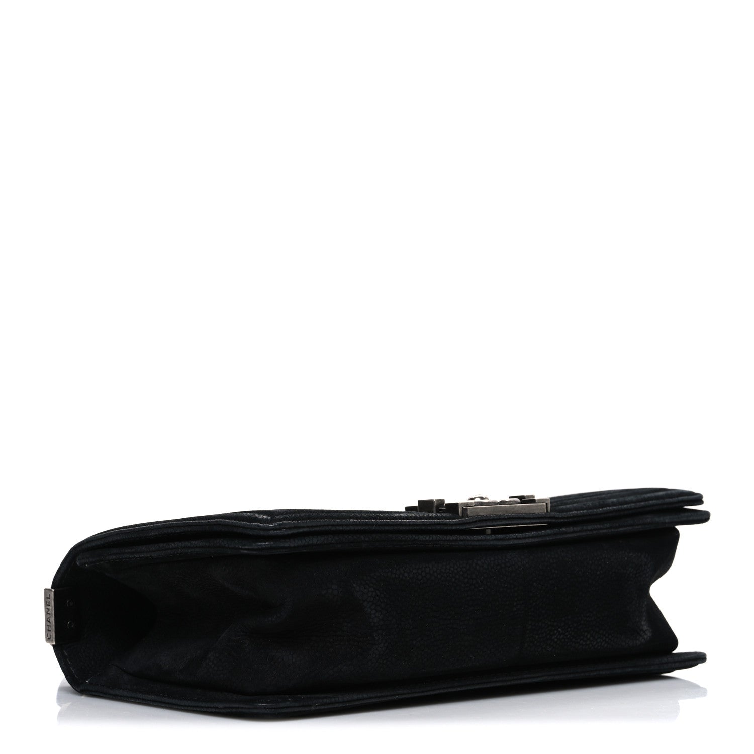 Chanel Bullskin Suede Caviar Quilted Medium Boy Flap Black