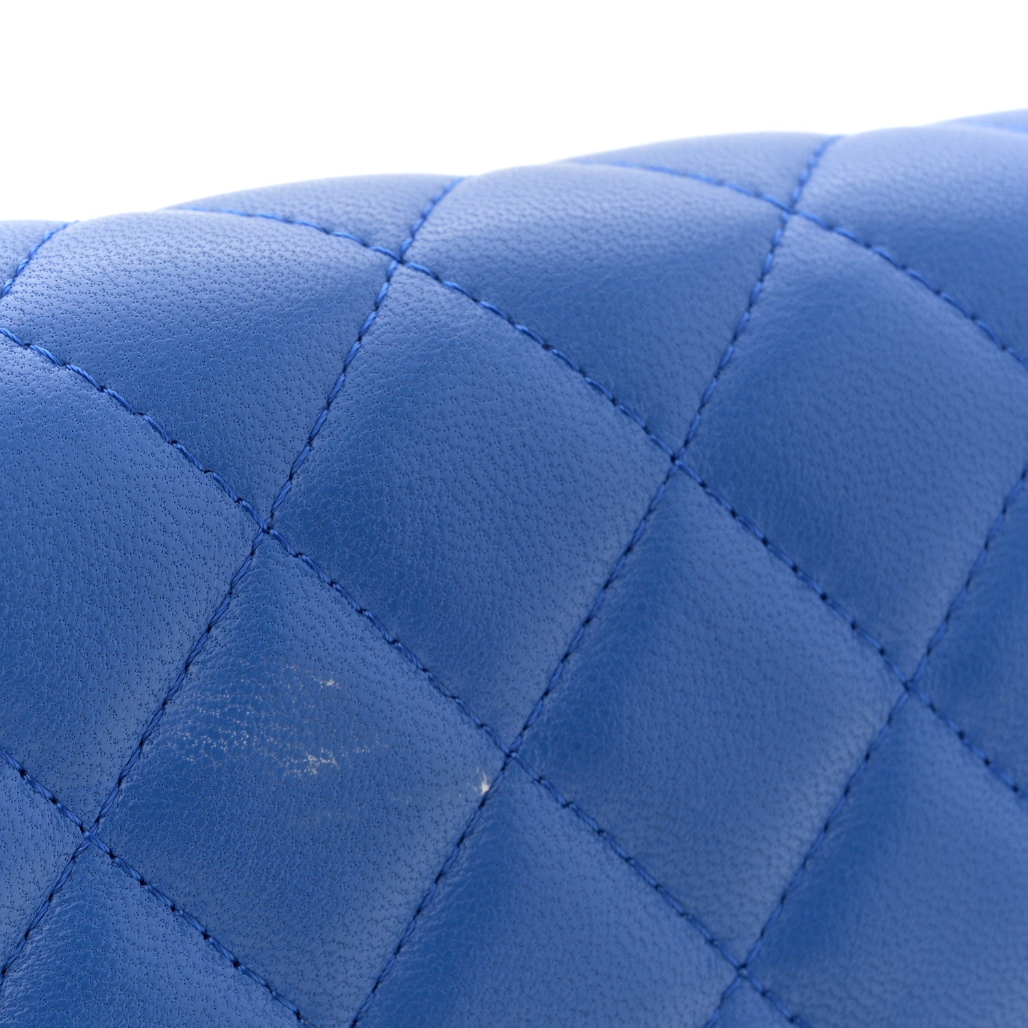 Chanel Lambskin Quilted Clutch with Chain Blue