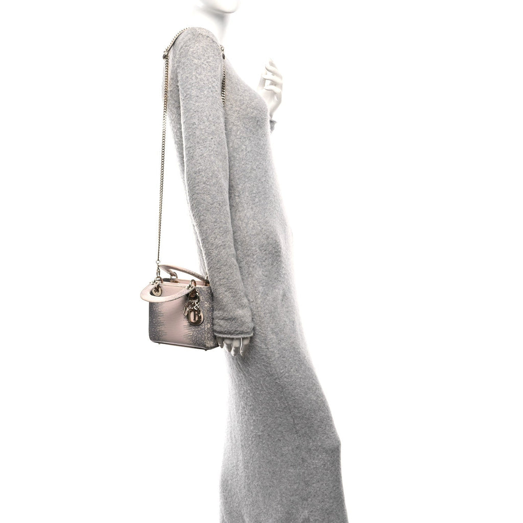 Christian Dior Lizard Ombre Mini Lady Dior Light Pink