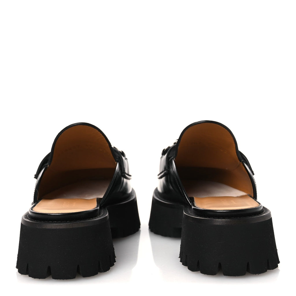 Gucci Cordovan Lux Womens Sylke Horsebit Platform Mules 37 Black