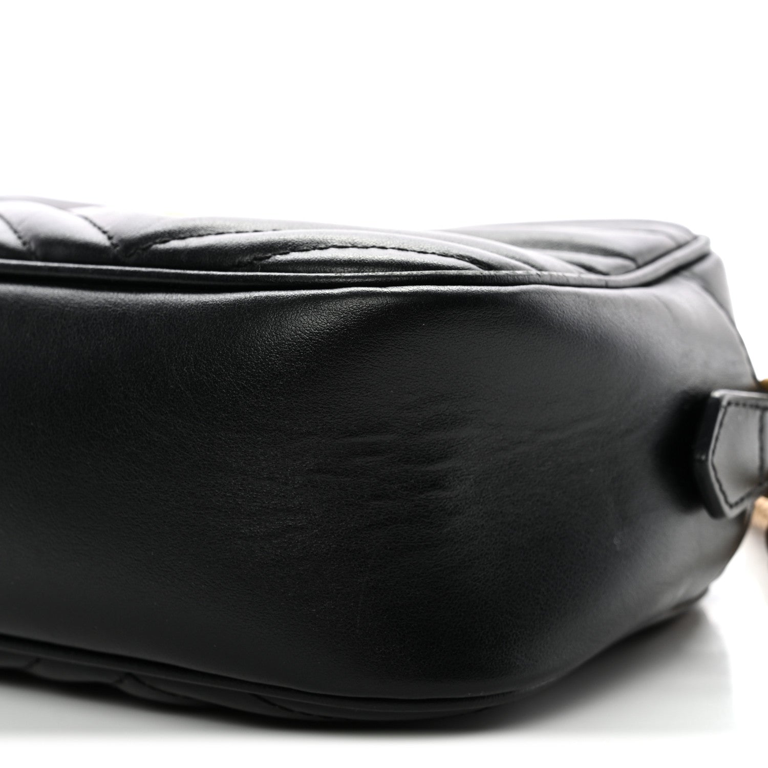 Gucci Calfskin Matelasse Small GG Marmont Chain Shoulder Bag Black