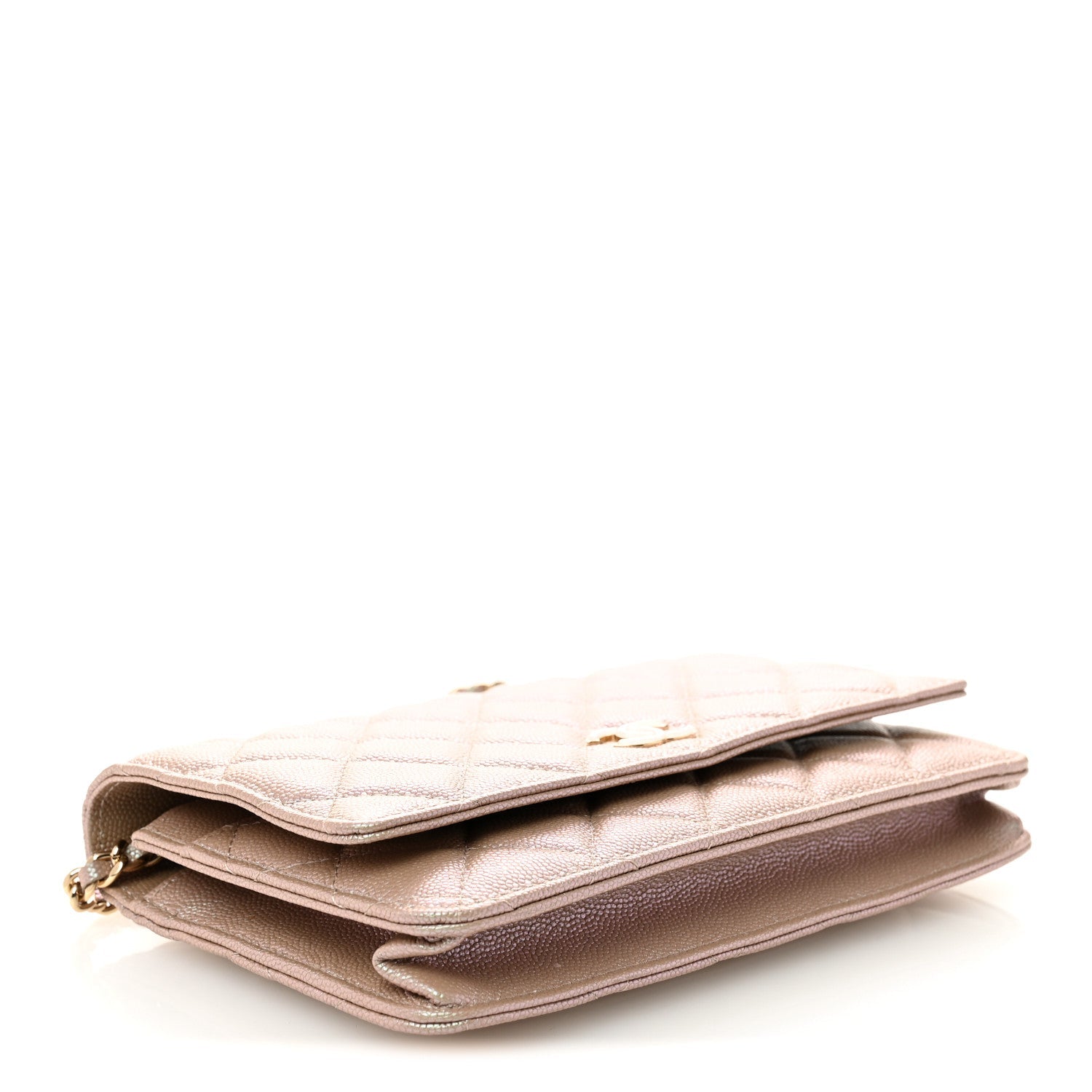 Chanel Iridescent Caviar Quilted Wallet on Chain WOC Beige
