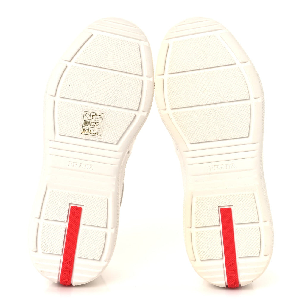 Prada Soft Rubber Mesh Womens America's Cup Sneakers 35 White Argento