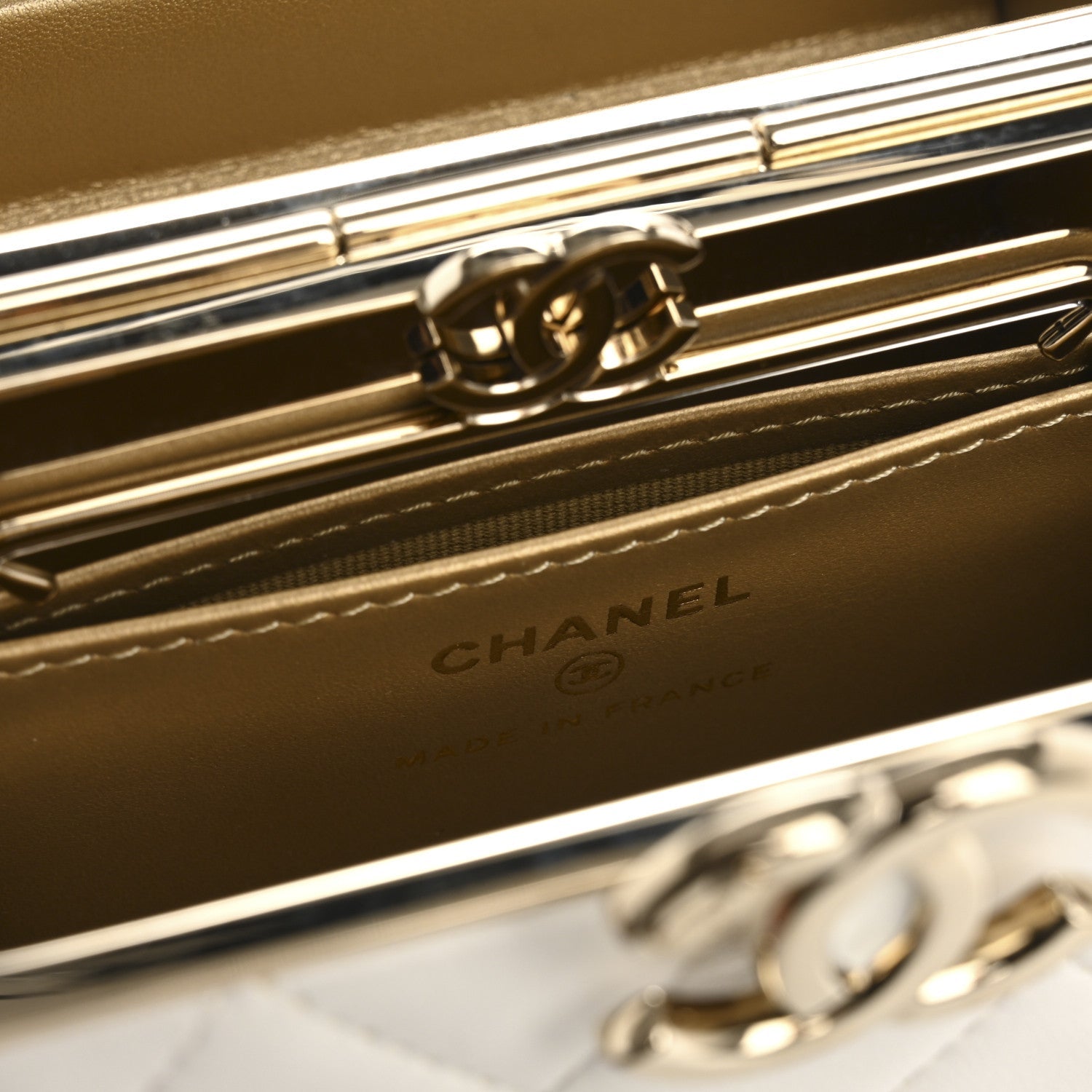 Chanel Lambskin Quilted Small Box With Chain White