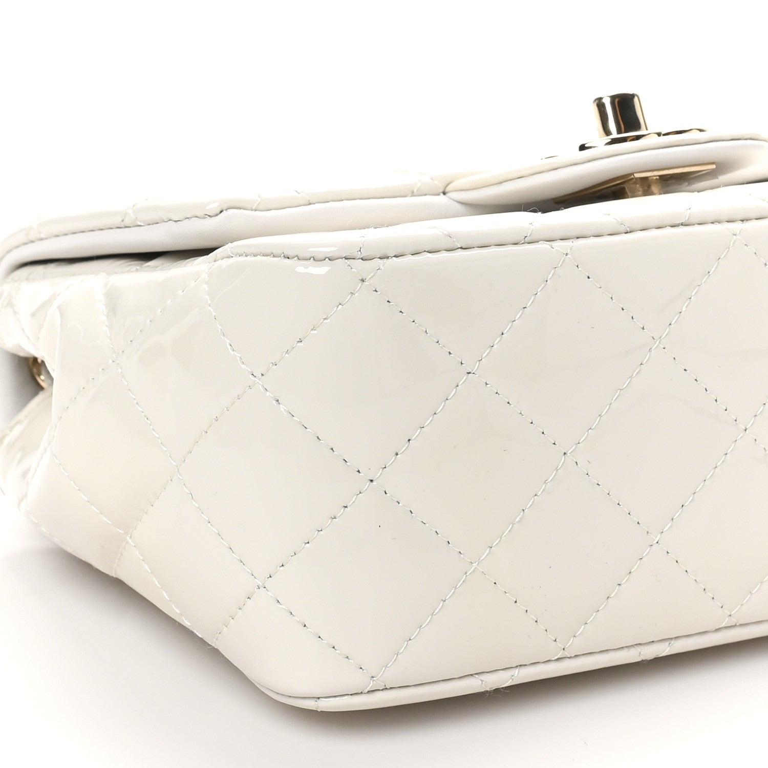 Chanel Patent Quilted Mini Square Flap White