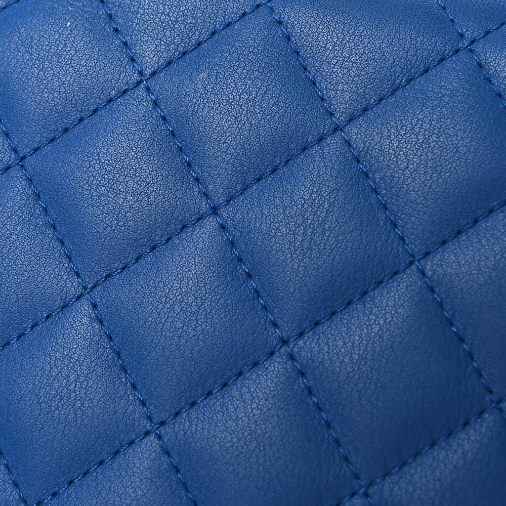 Chanel Calfskin Quilted North South Boy Flap Blue
