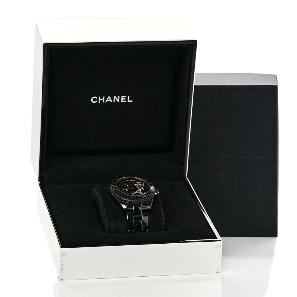 Chanel Stainless Steel Ceramic 38mm J12 Limited Edition Mademoiselle Couture Automatic Watch Black