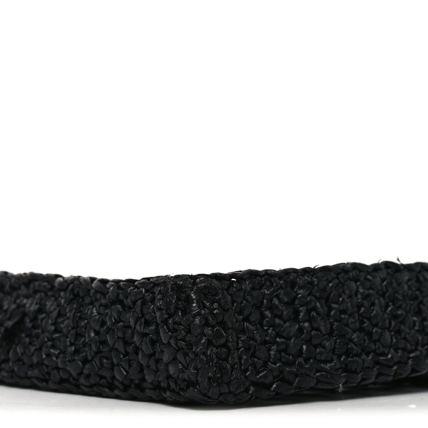 Prada Yarn Raffia Effect Crochet Logo Embroidered Tote Bag Black