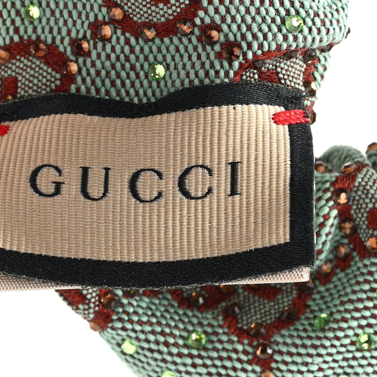 Gucci GG Canvas Crystal Monogram Scrunchie Hair Tie Bluette Red