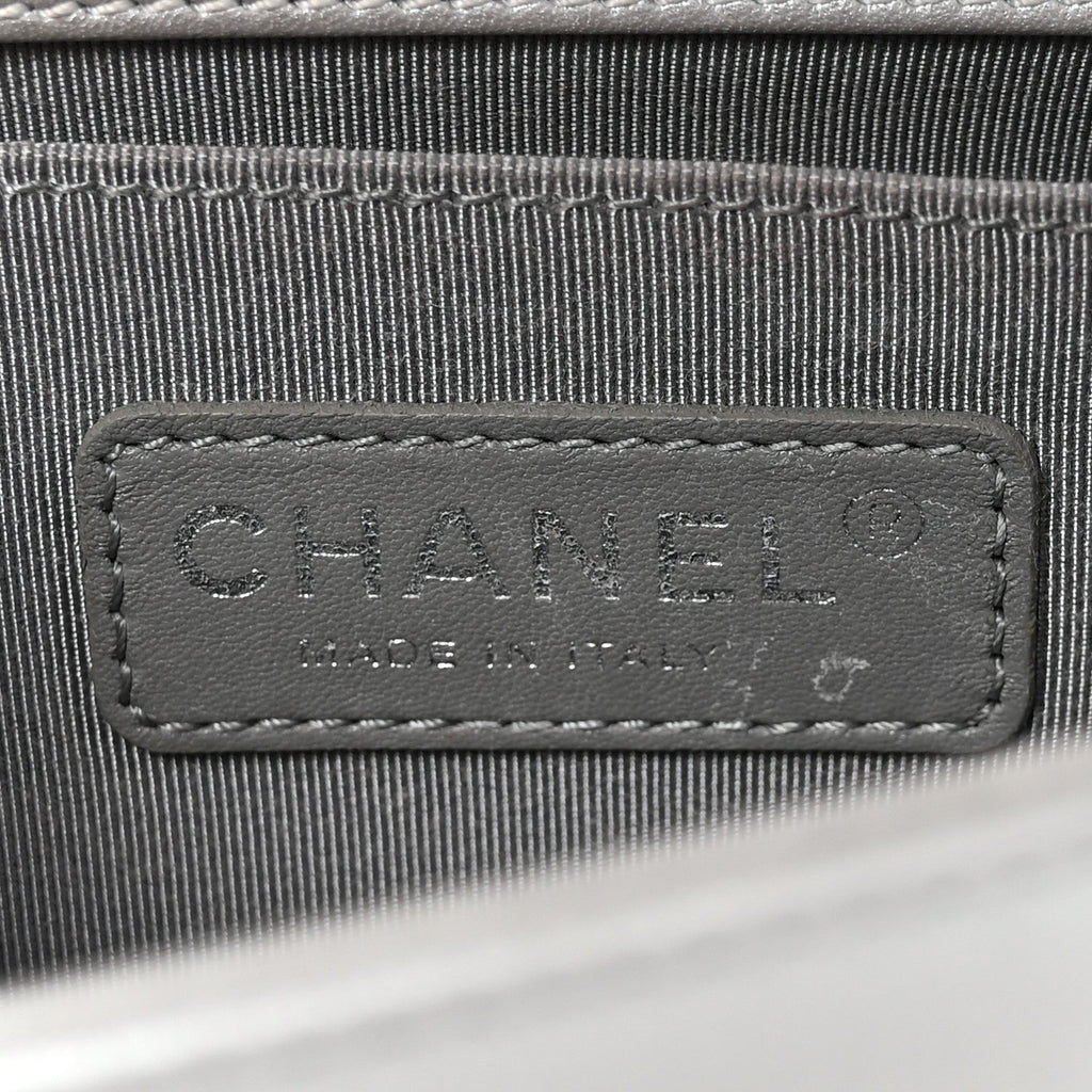 Chanel Metallic Calfskin Quilted Small Boy Flap Silver