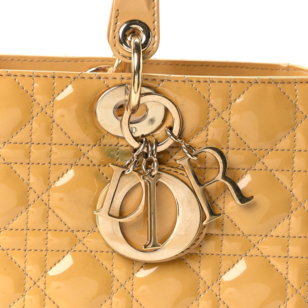 Christian Dior Patent Cannage Large Lady Dior Beige