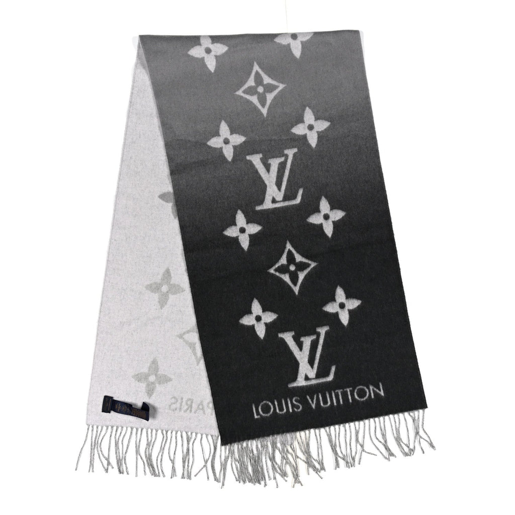 Louis Vuitton Cashmere Monogram Gradient Reykjavik Scarf Grey