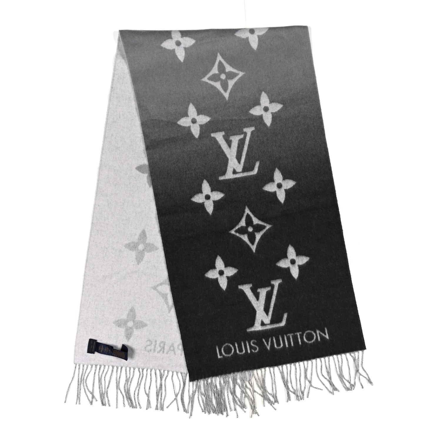Louis Vuitton Cashmere Monogram Gradient Reykjavik Scarf Grey